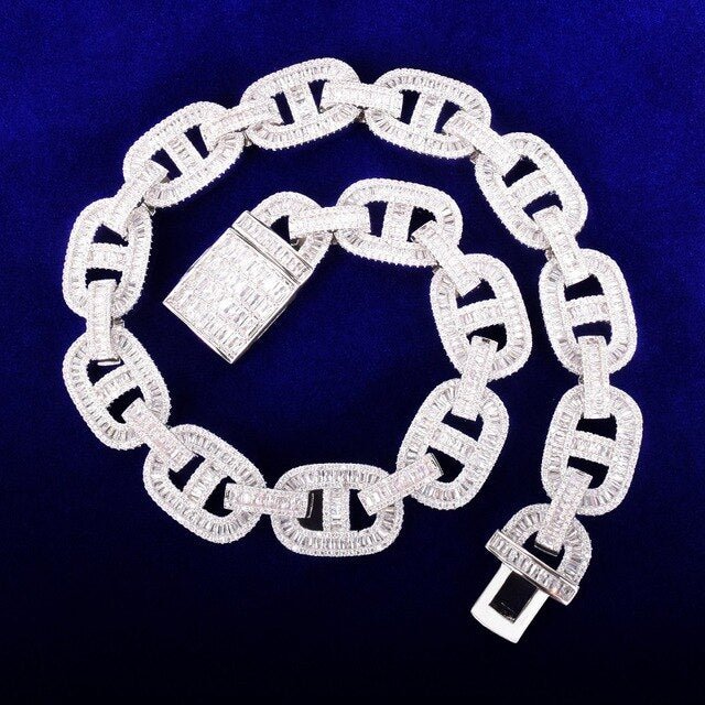 18mm Baguette Zirconia Cuban Chain Necklace Men's Hip Hop Link Gold Color Copper Bling Fashion Rock Jewelry-5