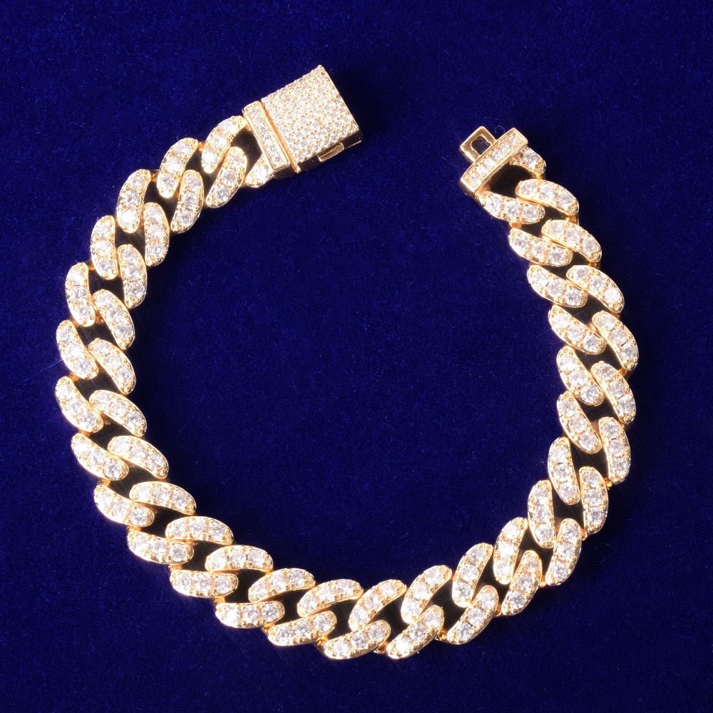 10mm Gold Color Miami Cuban Link Bracelet Bling Women Jewelry AAAA Zircon Charm Hip Hop Chain-2