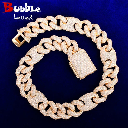 18mm Miami Cuban Chain Men's Hip Hop Necklace Link Solid Back Copper Full Zircon Fashion Rock Jewelry-0