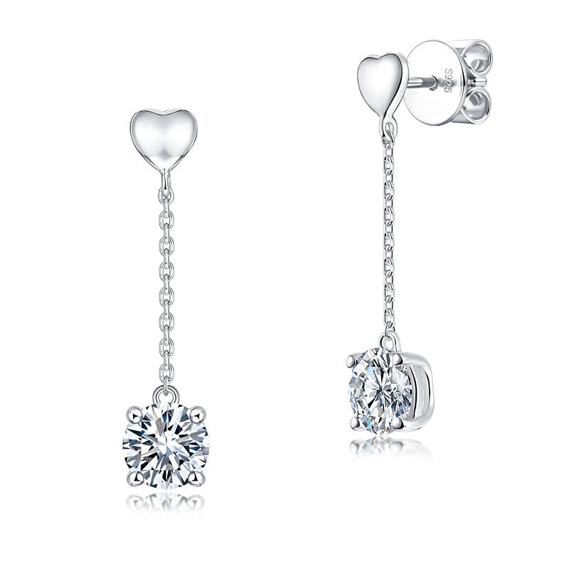 1 Carat Moissanite Diamond Dangle Earrings 925 Sterling Silver MFE8208-0