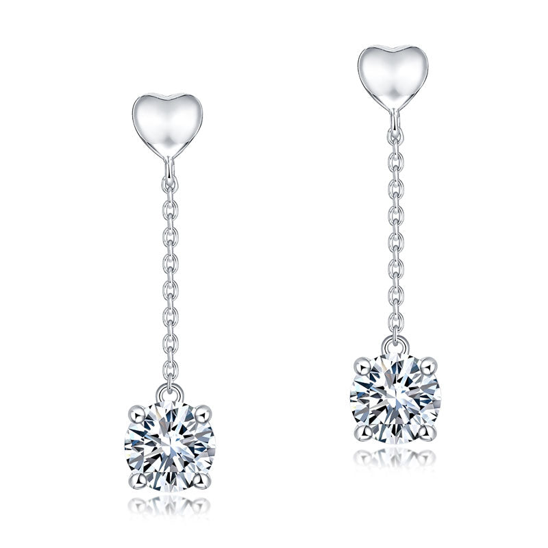 1 Carat Moissanite Diamond Dangle Earrings 925 Sterling Silver MFE8208-2