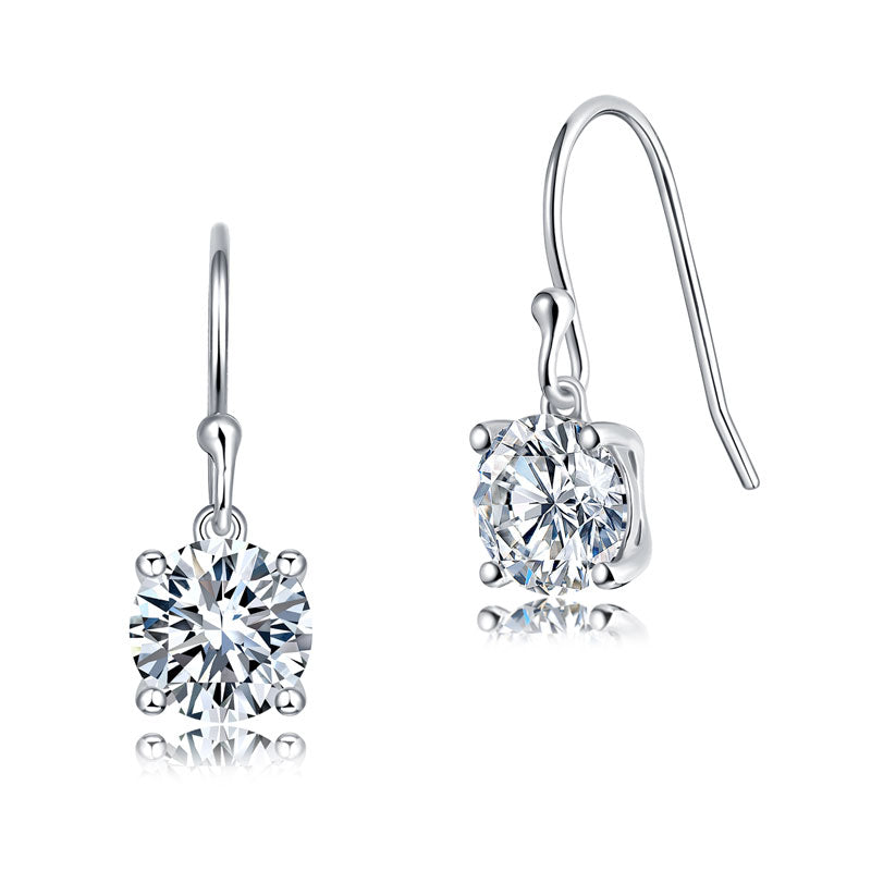 1 Carat Moissanite Diamond Hook Drop Earrings 925 Sterling Silver MFE8209-0