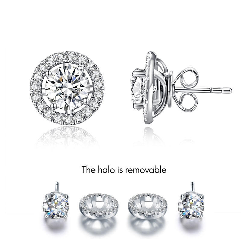 1 Carat Moissanite Diamond 4 Claws Stud Earrings 925 Sterling Silver MFE8187-0