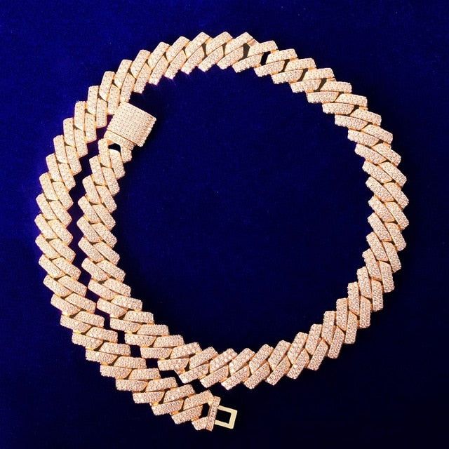 Solid 14mm Miami Cuban Choker Square Link Necklace Gold Color Iced Out Cubic Zirconia Rock Hip hop Style Men's Jewelry-5