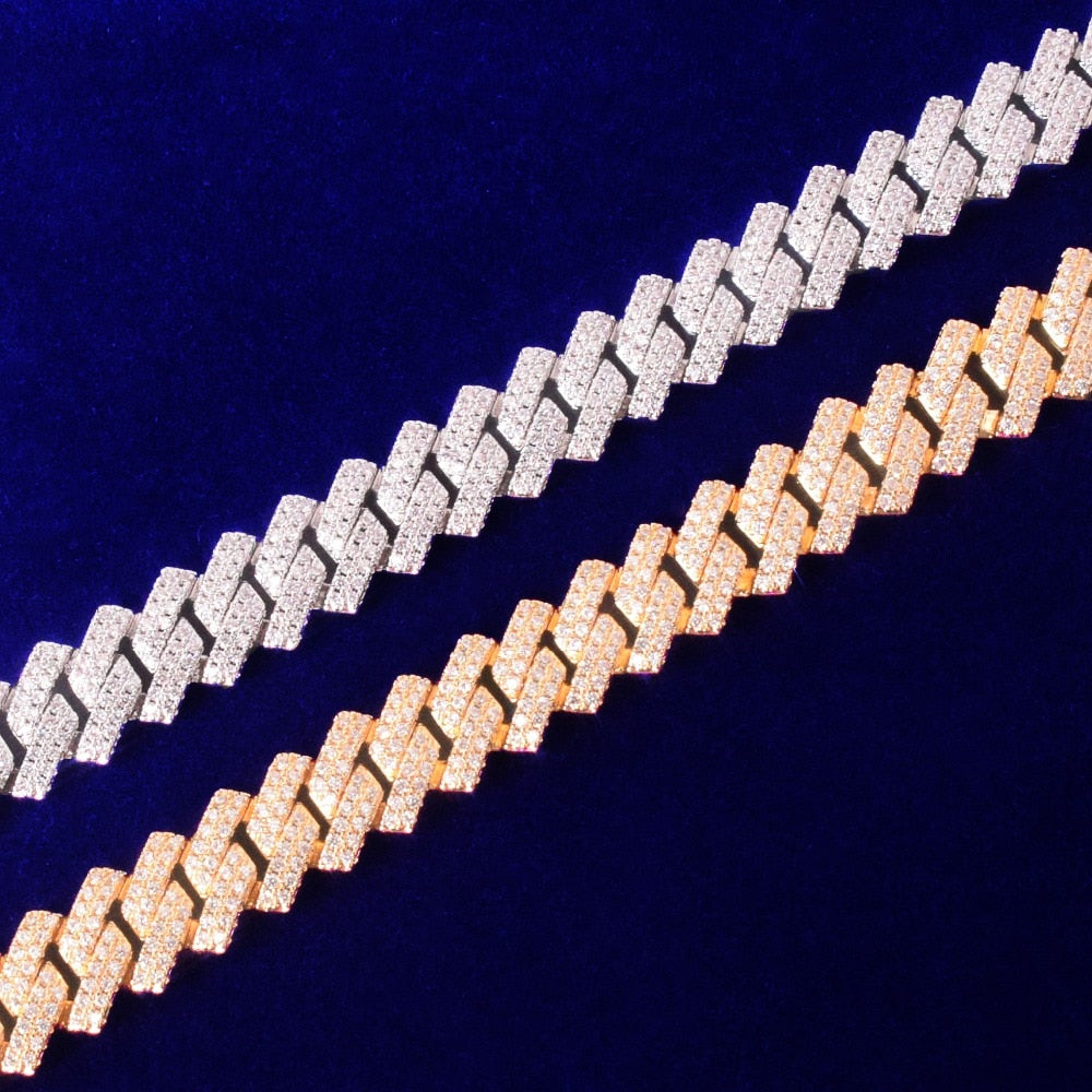 Solid 14mm Miami Cuban Choker Square Link Necklace Gold Color Iced Out Cubic Zirconia Rock Hip hop Style Men's Jewelry-4
