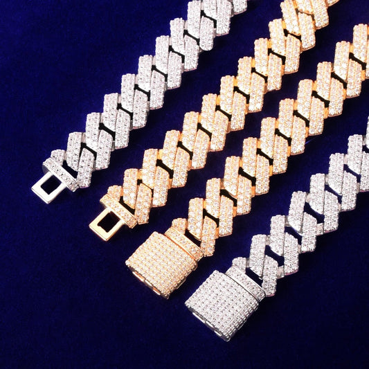 Solid 14mm Miami Cuban Choker Square Link Necklace Gold Color Iced Out Cubic Zirconia Rock Hip hop Style Men's Jewelry-0